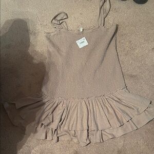 American Eagle Outfitters Tan Ruffle Top